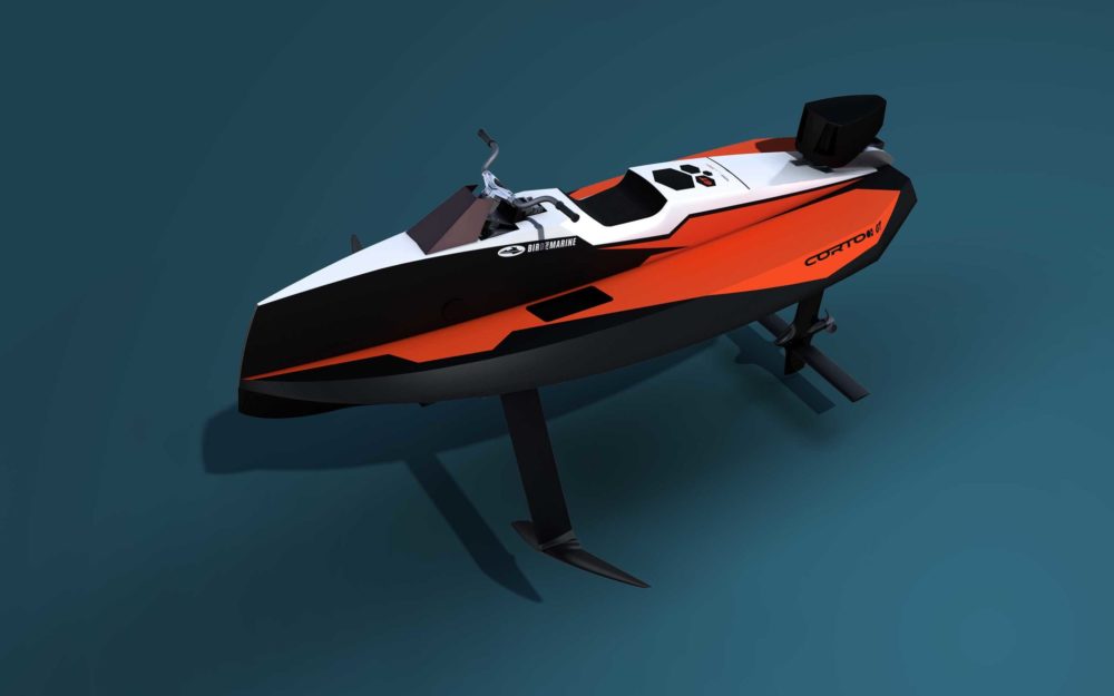 Le Cyberfoil Corto GT par Bird-e-Marine modèle Selek-Orange vue trois quart
