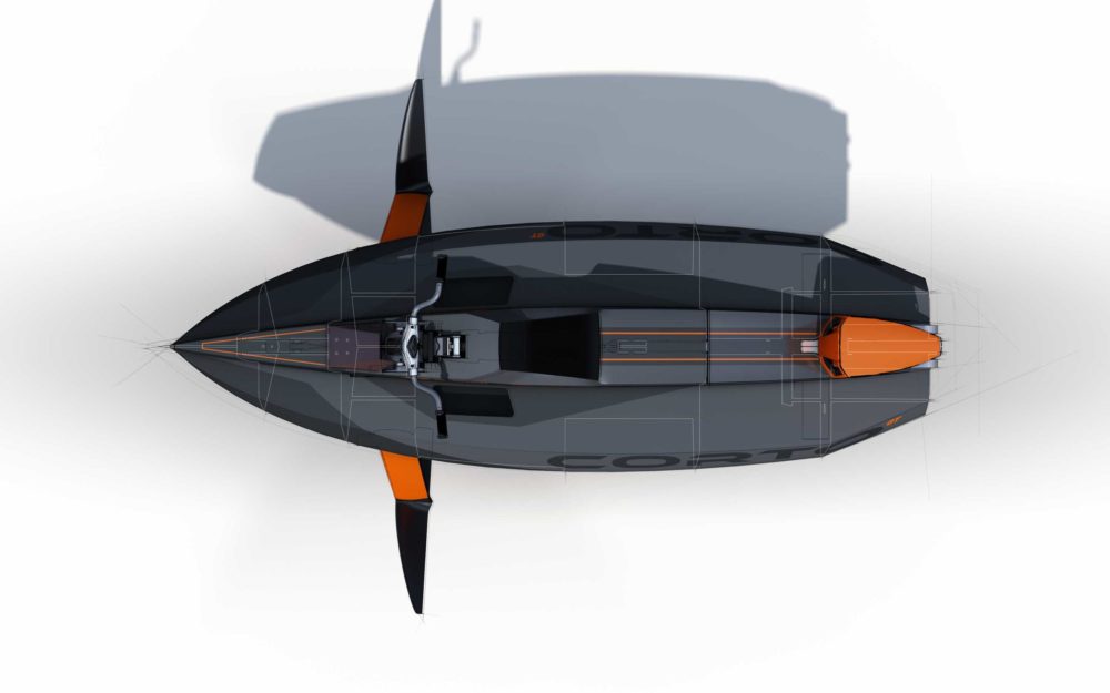 Le Cyberfoil Corto GT par Bird-e-Marine modèle Cyber-Black vue dessus