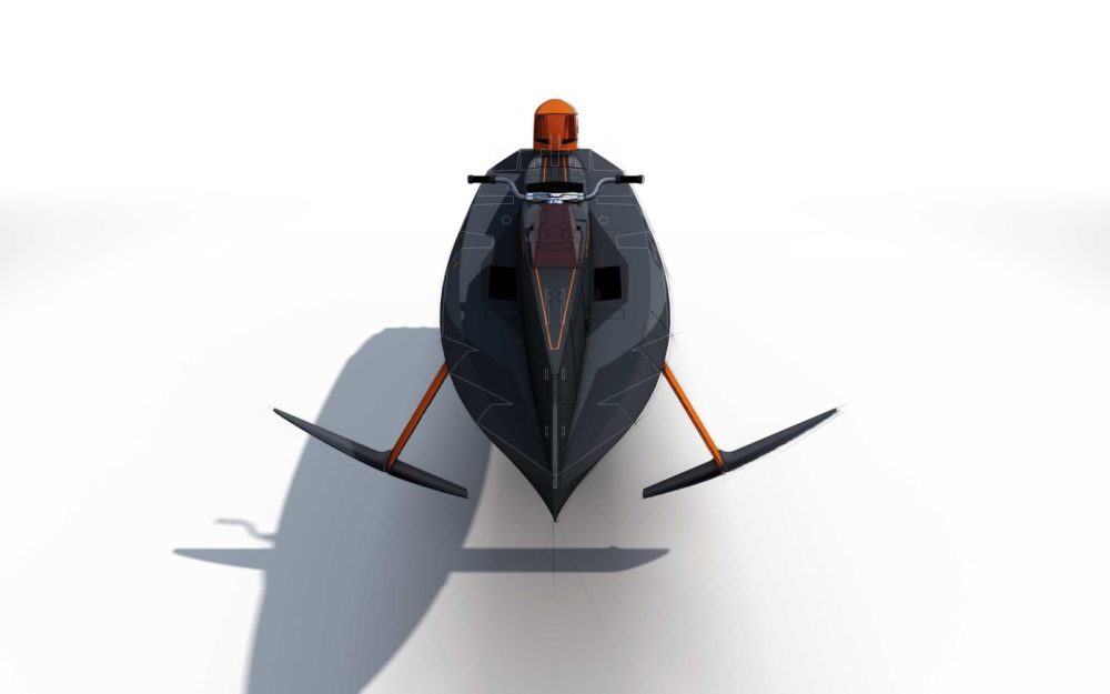 Le Cyberfoil Corto GT par Bird-e-Marine modèle Cyber-Black vue face